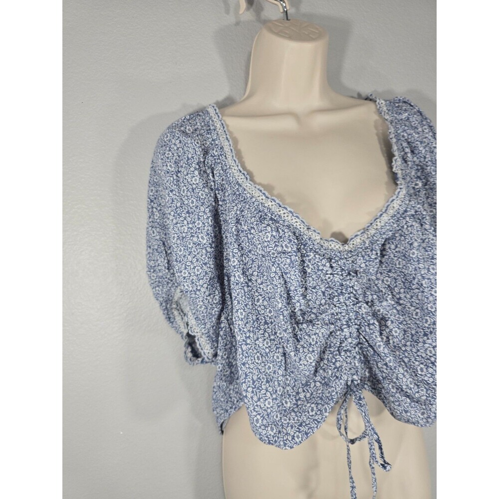 American Eagle Floral Cinched Front Smocked Crop Top Size XXL Boho Summer BJ - Picture 2 of 8